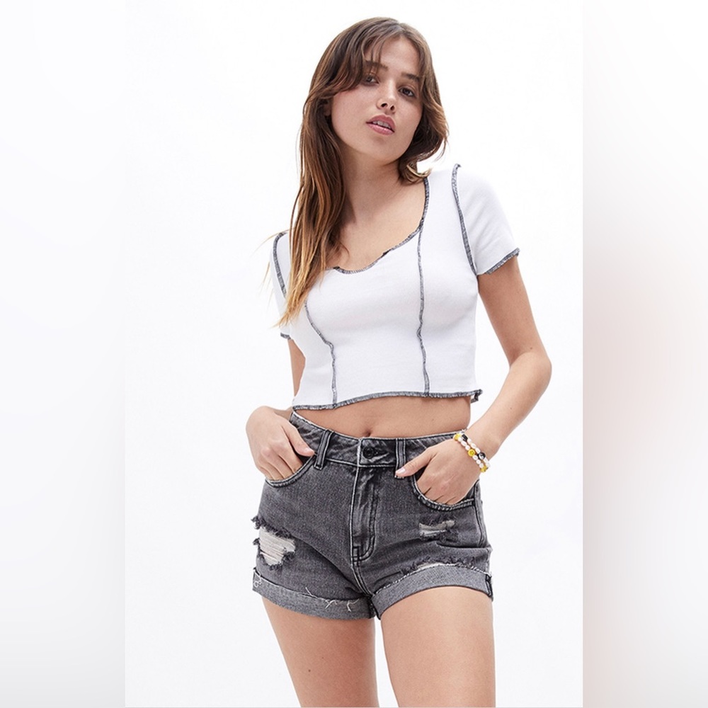PacSun Gray Denim Mom Shorts